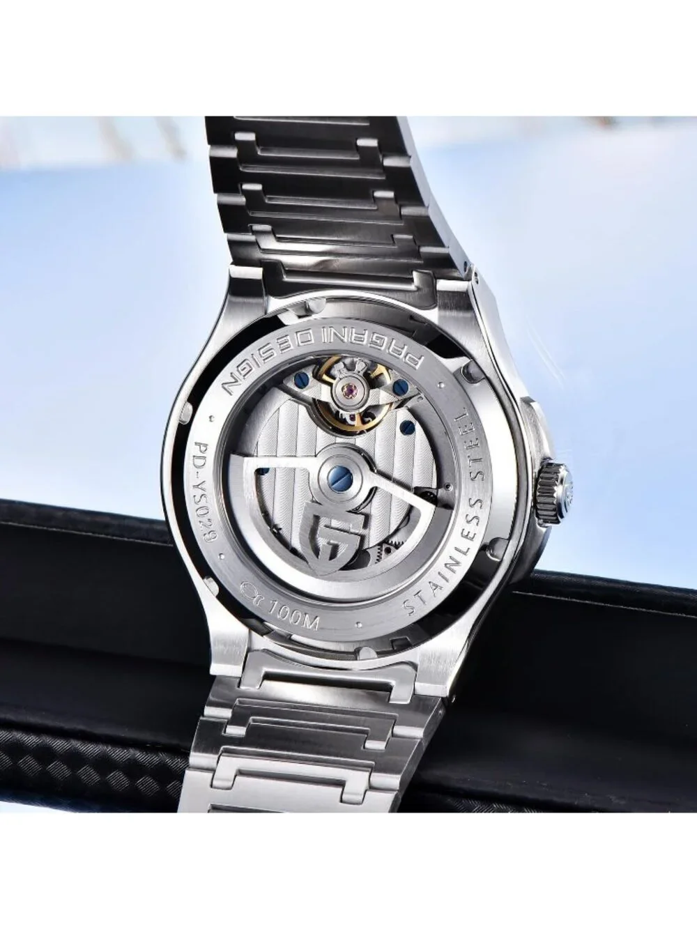 Men's Black PD-YS029 New Automatic Stainless Steel Mechanical Date Wrist Watch